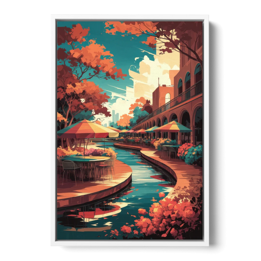 San Antonio Cultural Heritage - White Framed Canvas Wall Art - Front