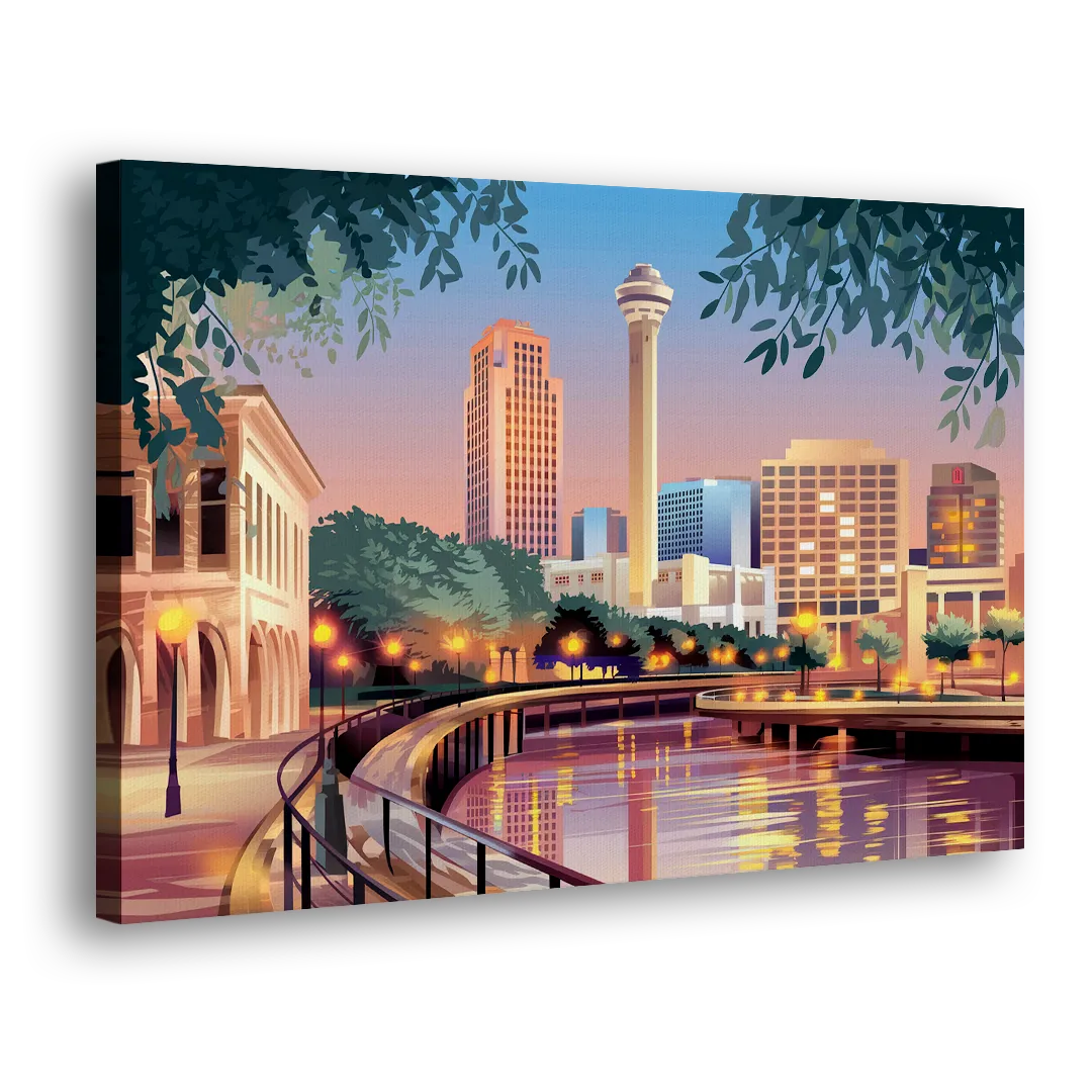 San Antonio Downtown Vibes Side - Canvas Wall Art