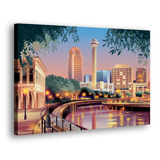 San Antonio Downtown Vibes Side - Canvas Wall Art