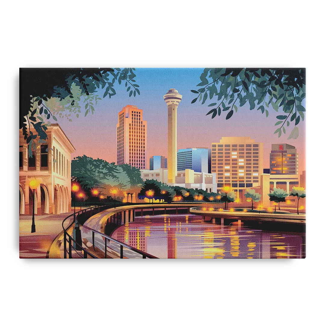 San Antonio Downtown Vibes Front - Canvas Wall Art