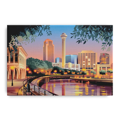 San Antonio Downtown Vibes Front - Canvas Wall Art