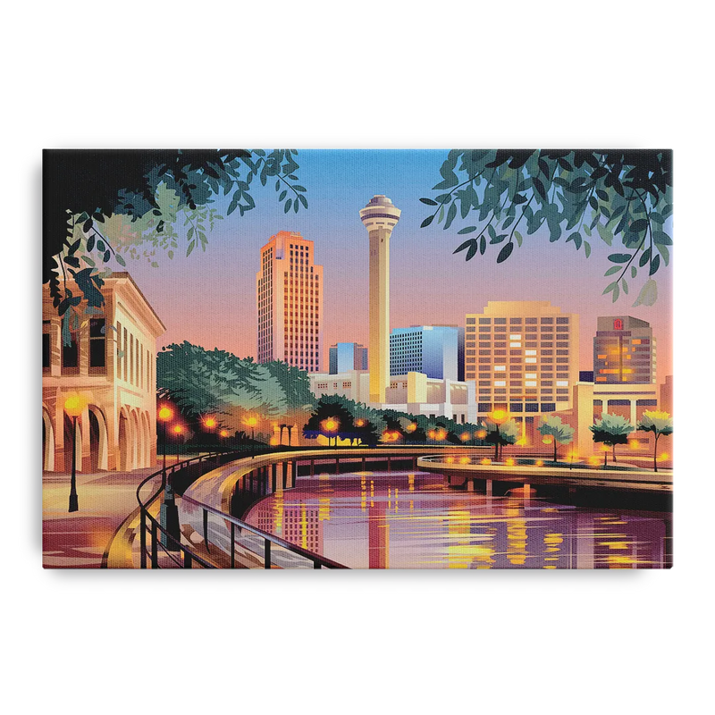San Antonio Downtown Vibes Front - Canvas Wall Art