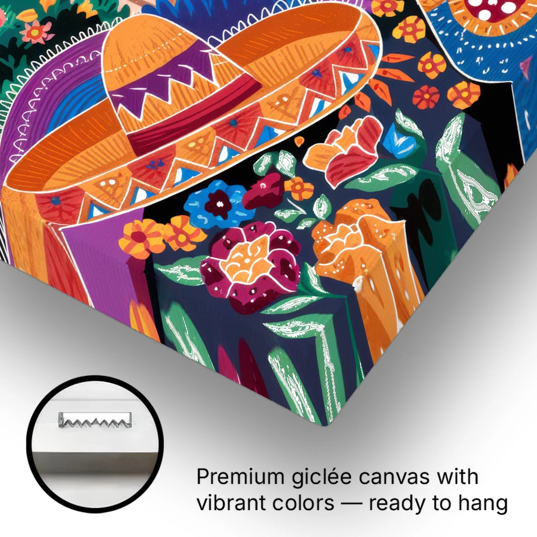 San Antonio Fiesta Colors - Canvas Wall Art - Gallery Wrap Corner