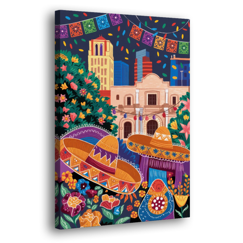 San Antonio Fiesta Colors - Canvas Wall Art - Side