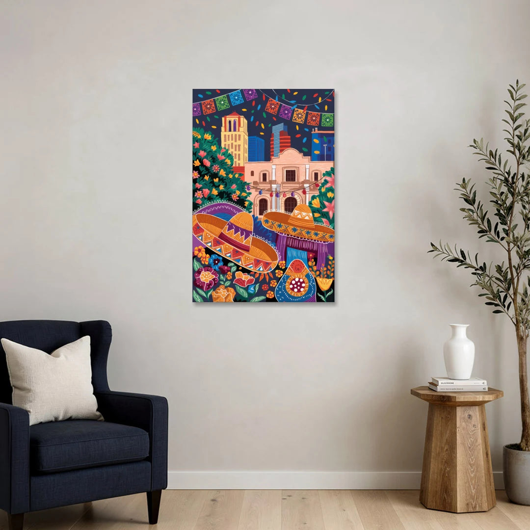 San Antonio Fiesta Colors - Canvas Wall Art - Sofa - 24x36