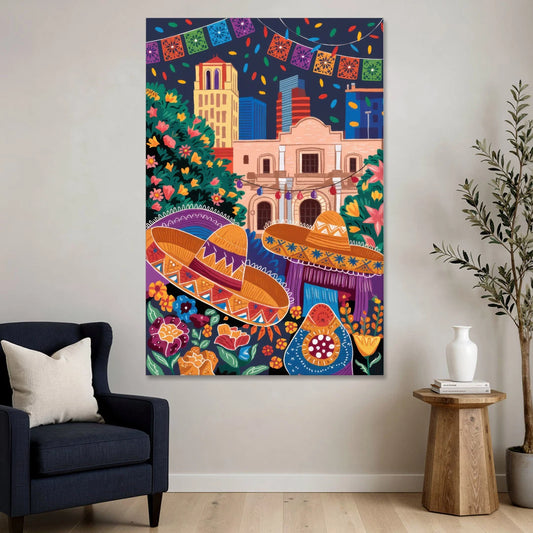 San Antonio Fiesta Colors - Canvas Wall Art - Sofa - 40x60