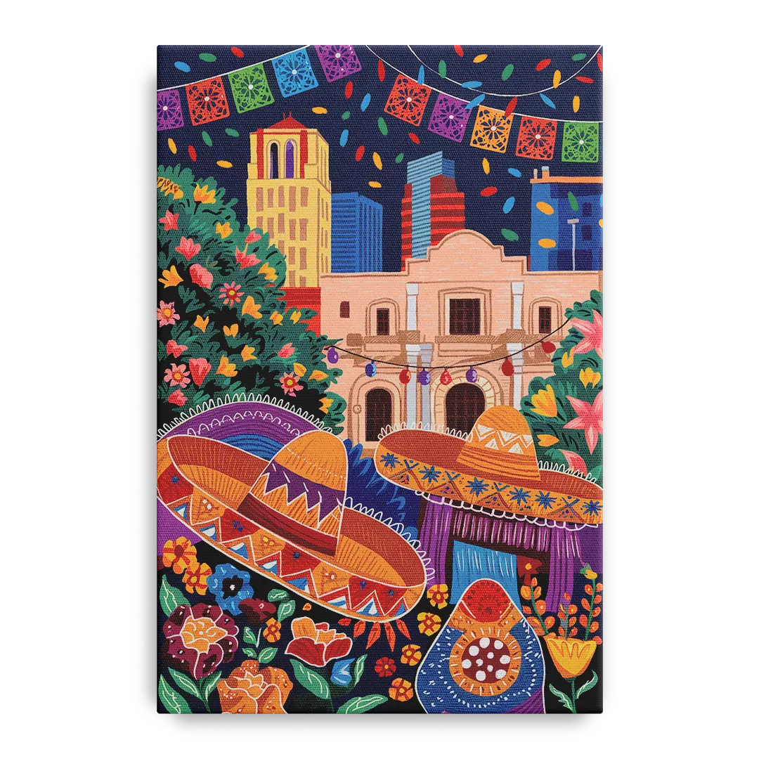 San Antonio Fiesta Colors Front - Canvas Wall Art