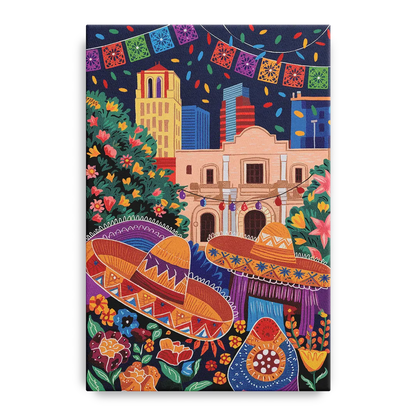 San Antonio Fiesta Colors Front - Canvas Wall Art