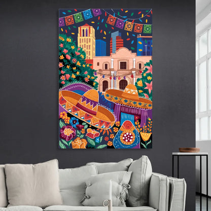 San Antonio Fiesta Colors Living Room - Canvas Wall Art