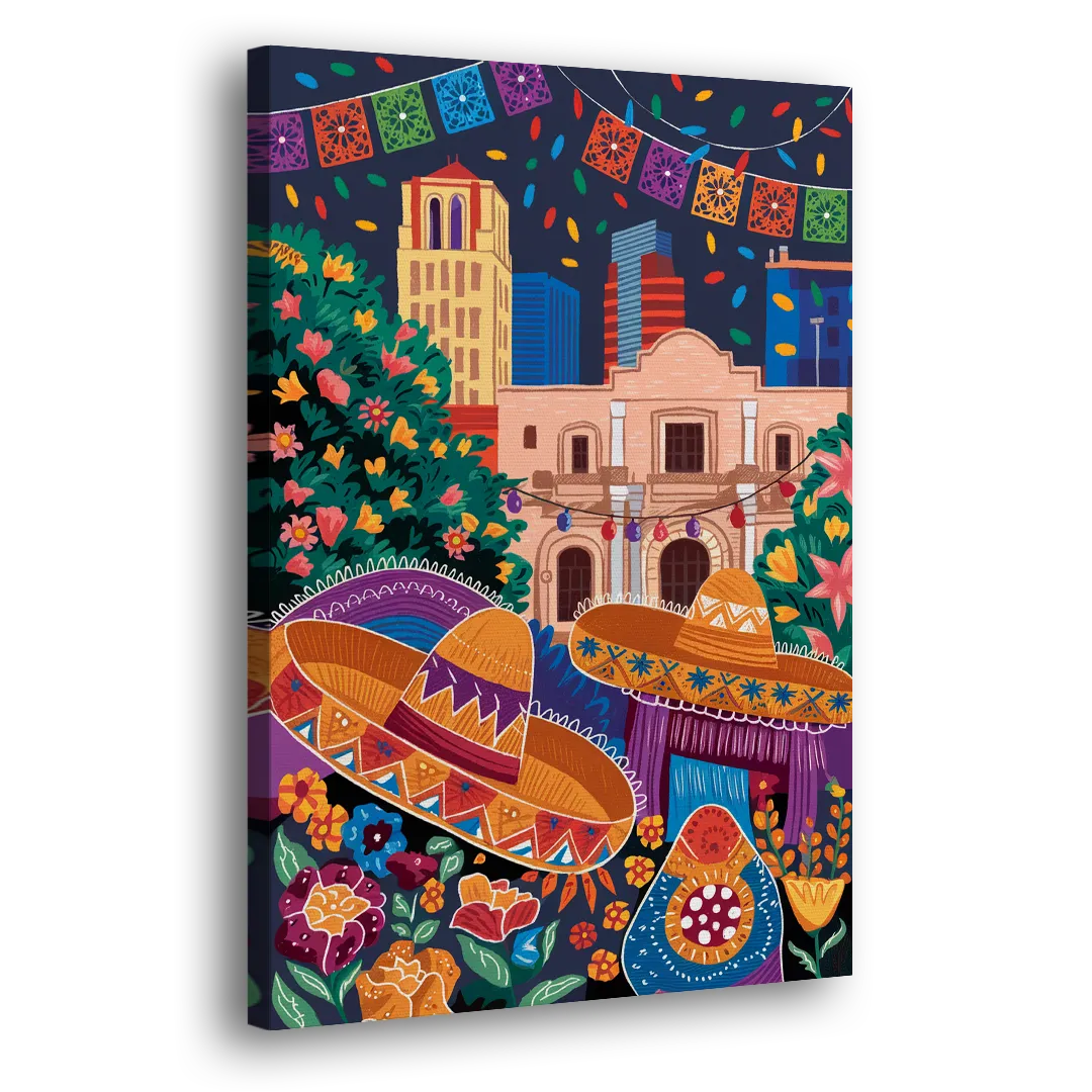 San Antonio Fiesta Colors Side - Canvas Wall Art
