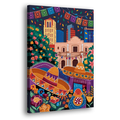 San Antonio Fiesta Colors Side - Canvas Wall Art