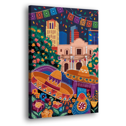 San Antonio Fiesta Colors Side - Canvas Wall Art