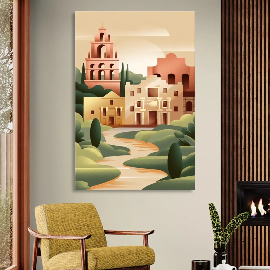 San Antonio Historic Missions Sitting Room - Canvas Wall Art