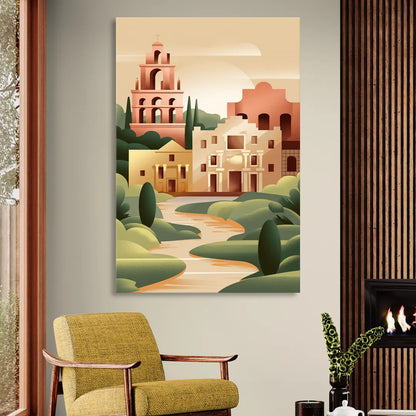 San Antonio Historic Missions Sitting Room - Canvas Wall Art