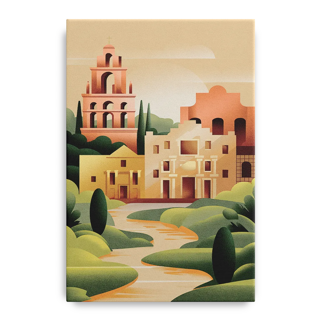 San Antonio Historic Missions Front - Canvas Wall Art