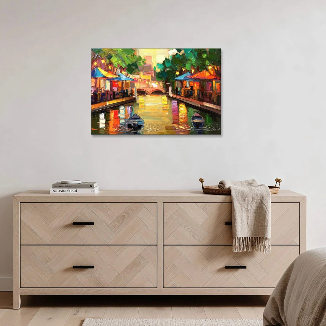 San Antonio Riverwalk Charm - Canvas Wall Art - Coffee Table - 36x24