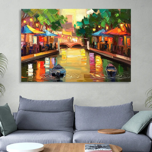 San Antonio Riverwalk Charm Living Room - Canvas Wall Art