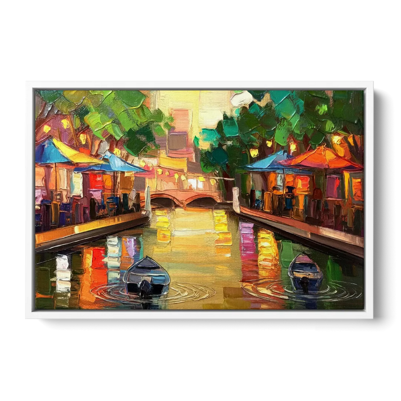 San Antonio Riverwalk Charm Front - White Canvas Wall Art