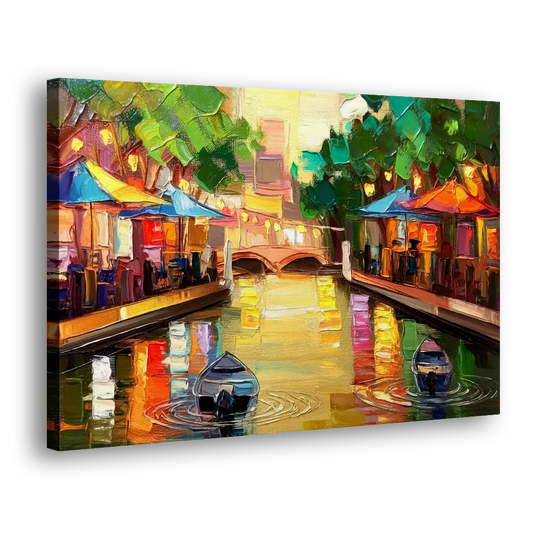 San Antonio Riverwalk Charm Side - Canvas Wall Art