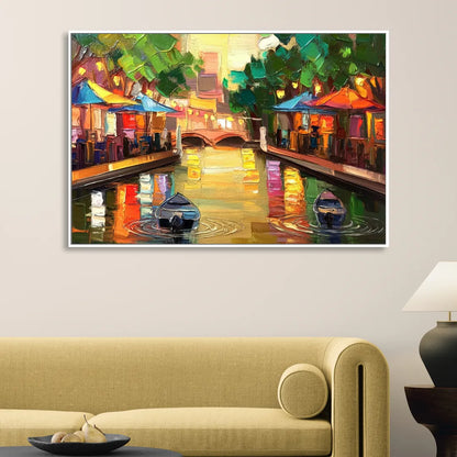 San Antonio Riverwalk Charm Sitting Room - White Canvas Wall Art