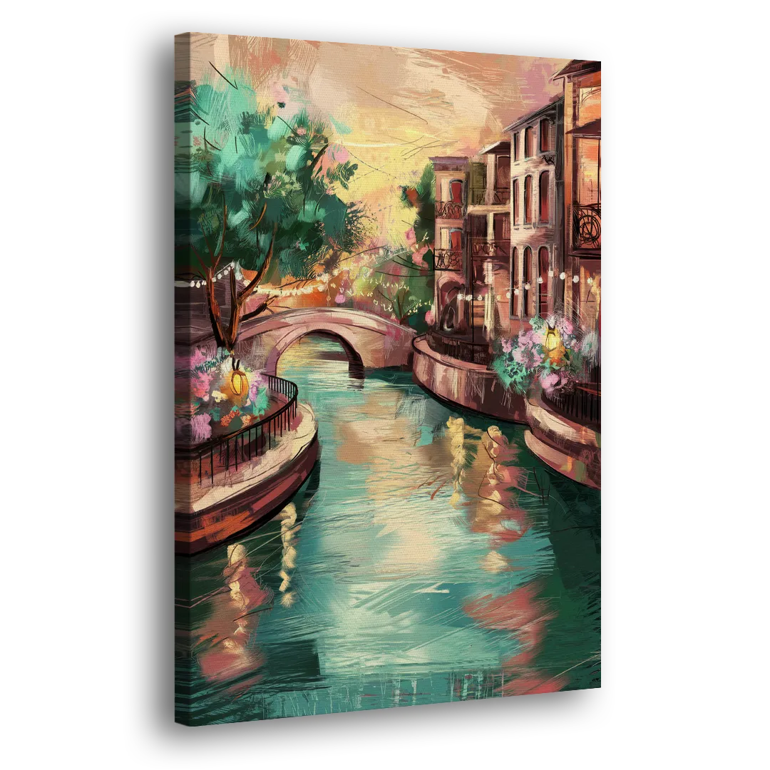 San Antonio Scenic Riverwalk Side - Canvas Wall Art