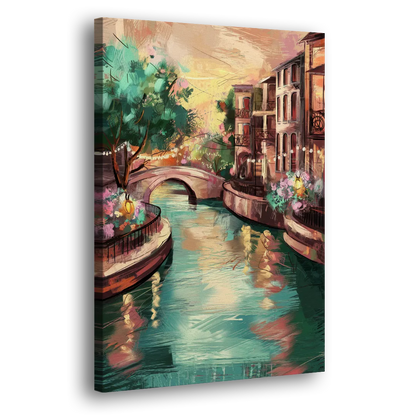 San Antonio Scenic Riverwalk Side - Canvas Wall Art
