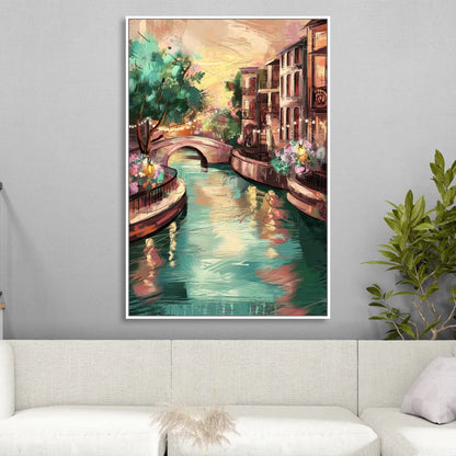 San Antonio Scenic Riverwalk Living Room - White Canvas Wall Art