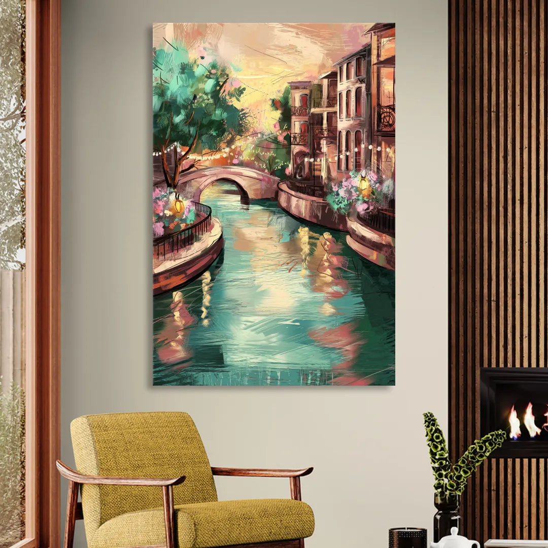 San Antonio Scenic Riverwalk Living Room - Canvas Wall Art
