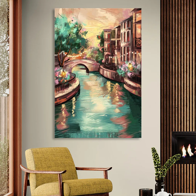 San Antonio Scenic Riverwalk Living Room - Canvas Wall Art