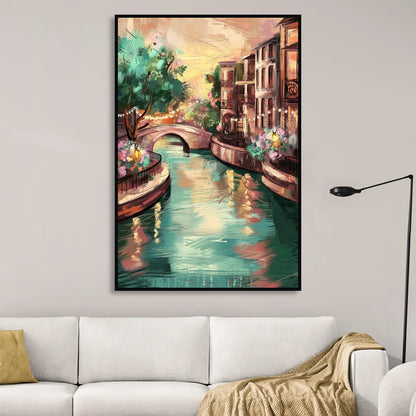San Antonio Scenic Riverwalk Sitting Room - Black Canvas Wall Art