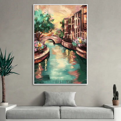 San Antonio Scenic Riverwalk Sitting Room - White Canvas Wall Art