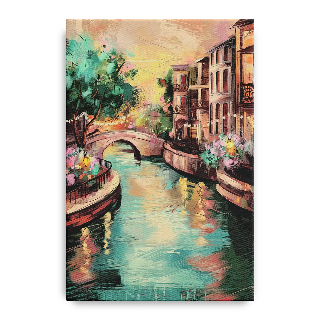 San Antonio Scenic Riverwalk Front - Canvas Wall Art