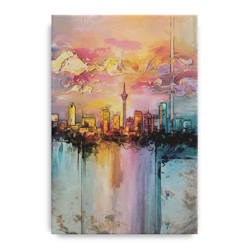 San Antonio Skyline Sunset Front - Canvas Wall Art