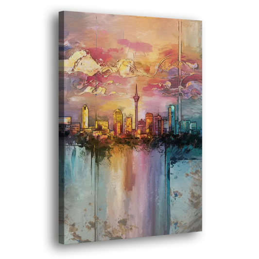 San Antonio Skyline Sunset Side - Canvas Wall Art