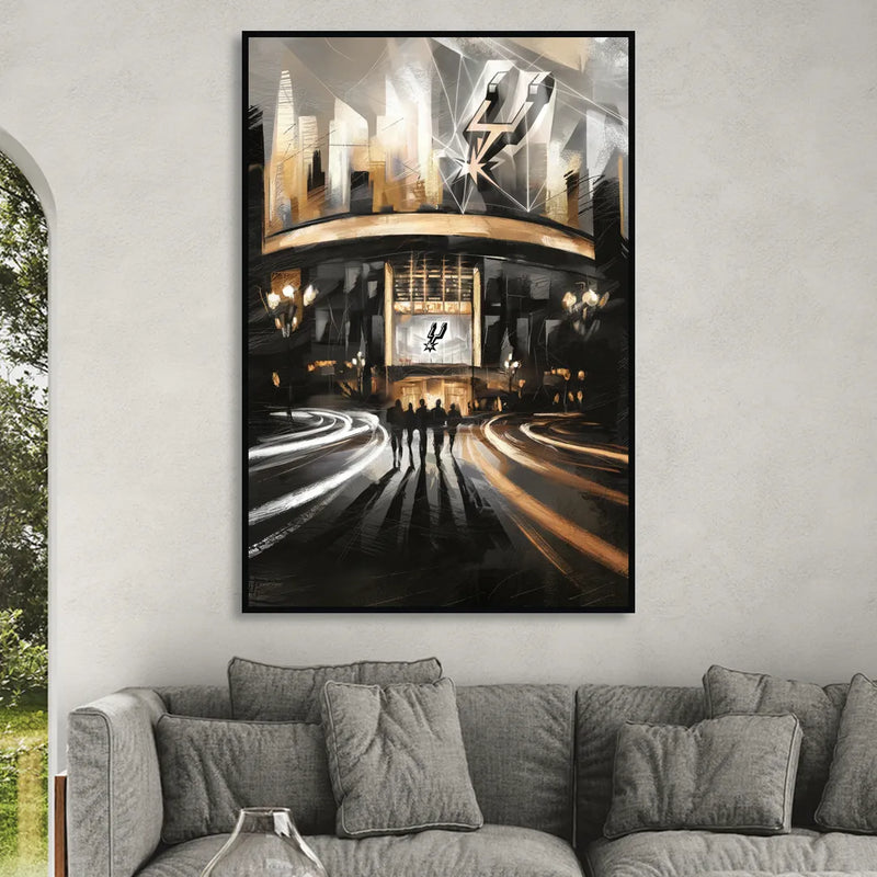 San Antonio Spurs Legacy Living Room - Black Canvas Wall Art