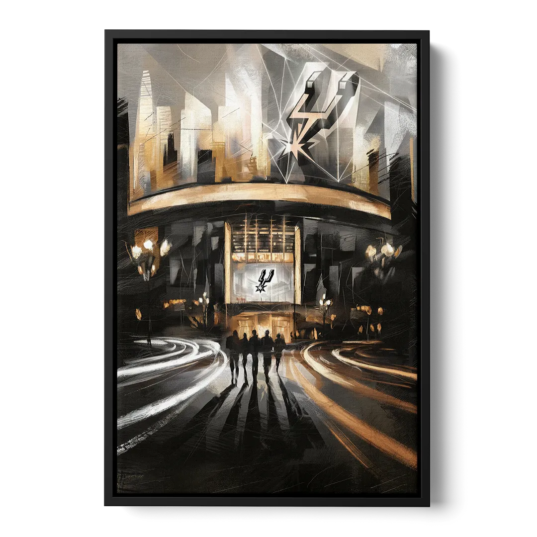 San Antonio Spurs Legacy Front - Black Canvas Wall Art