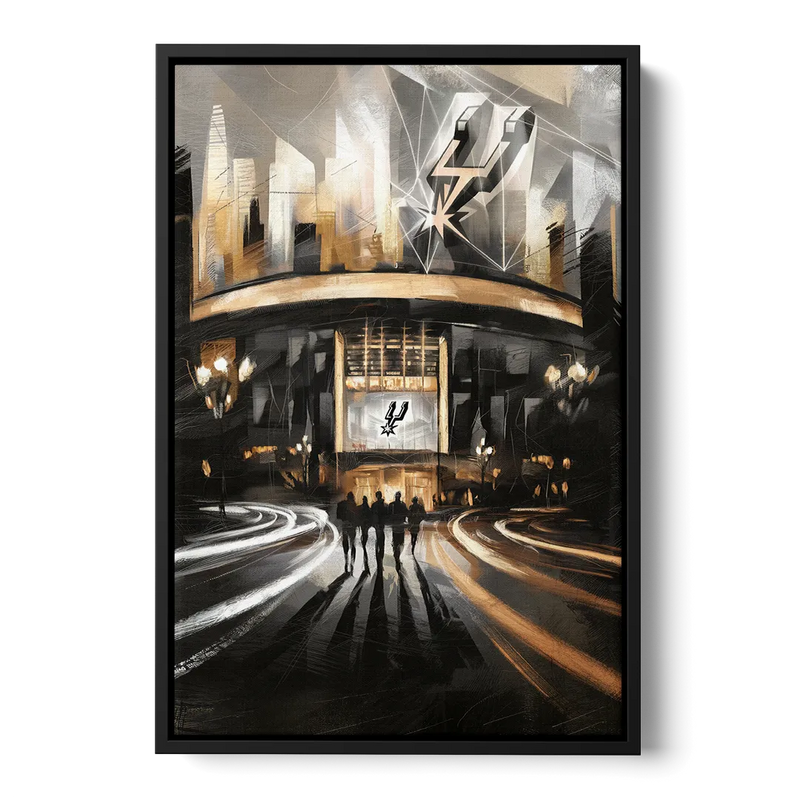 San Antonio Spurs Legacy Front - Black Canvas Wall Art