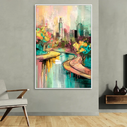 San Antonio Urban Street Art Living Room - White Canvas Wall Art