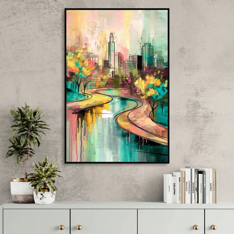 San Antonio Urban Street Art Sitting Room - Black Canvas Wall Art