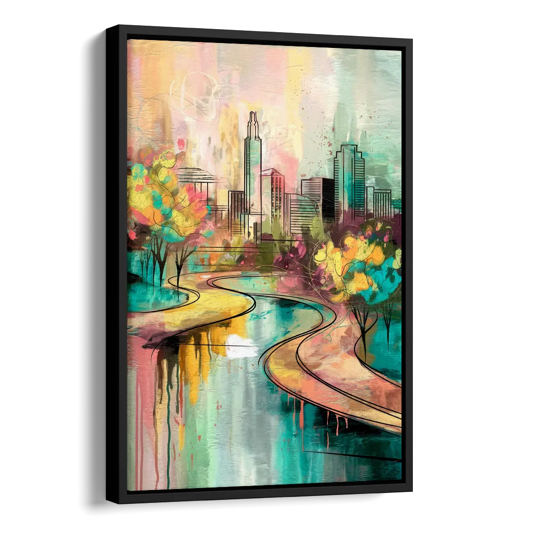 San Antonio Urban Street Art Side - Black Canvas Wall Art
