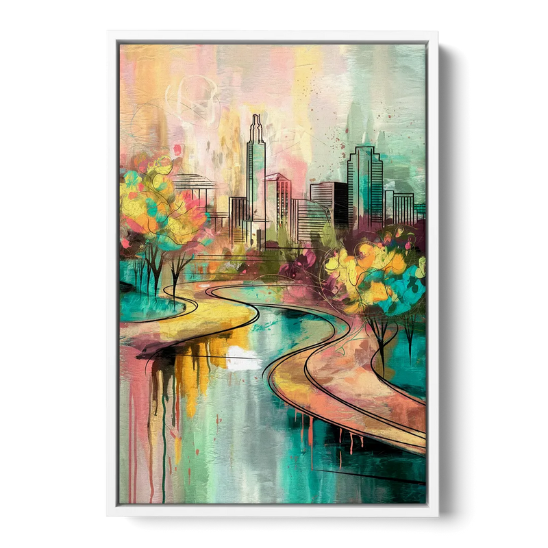 San Antonio Urban Street Art Front - White Canvas Wall Art