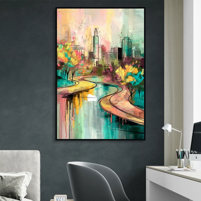 San Antonio Urban Street Art Living Room - Black Canvas Wall Art