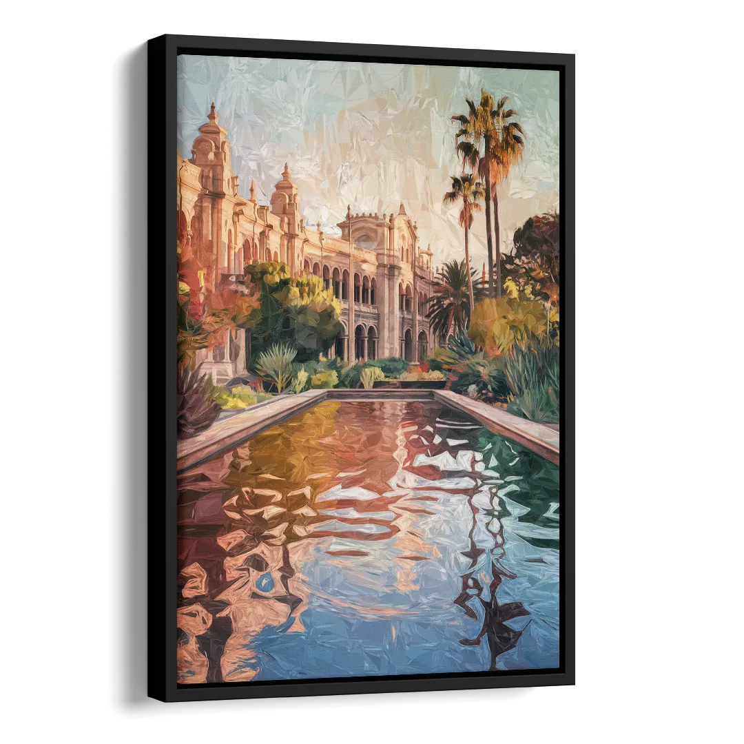 San Diego Balboa Park Scenes Side - Black Canvas Wall Art
