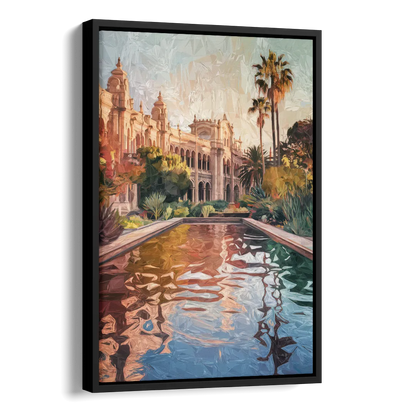 San Diego Balboa Park Scenes Side - Black Canvas Wall Art