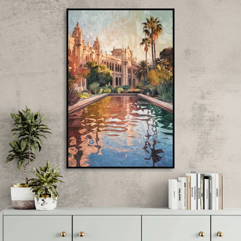 San Diego Balboa Park Scenes Living Room - Black Canvas Wall Art