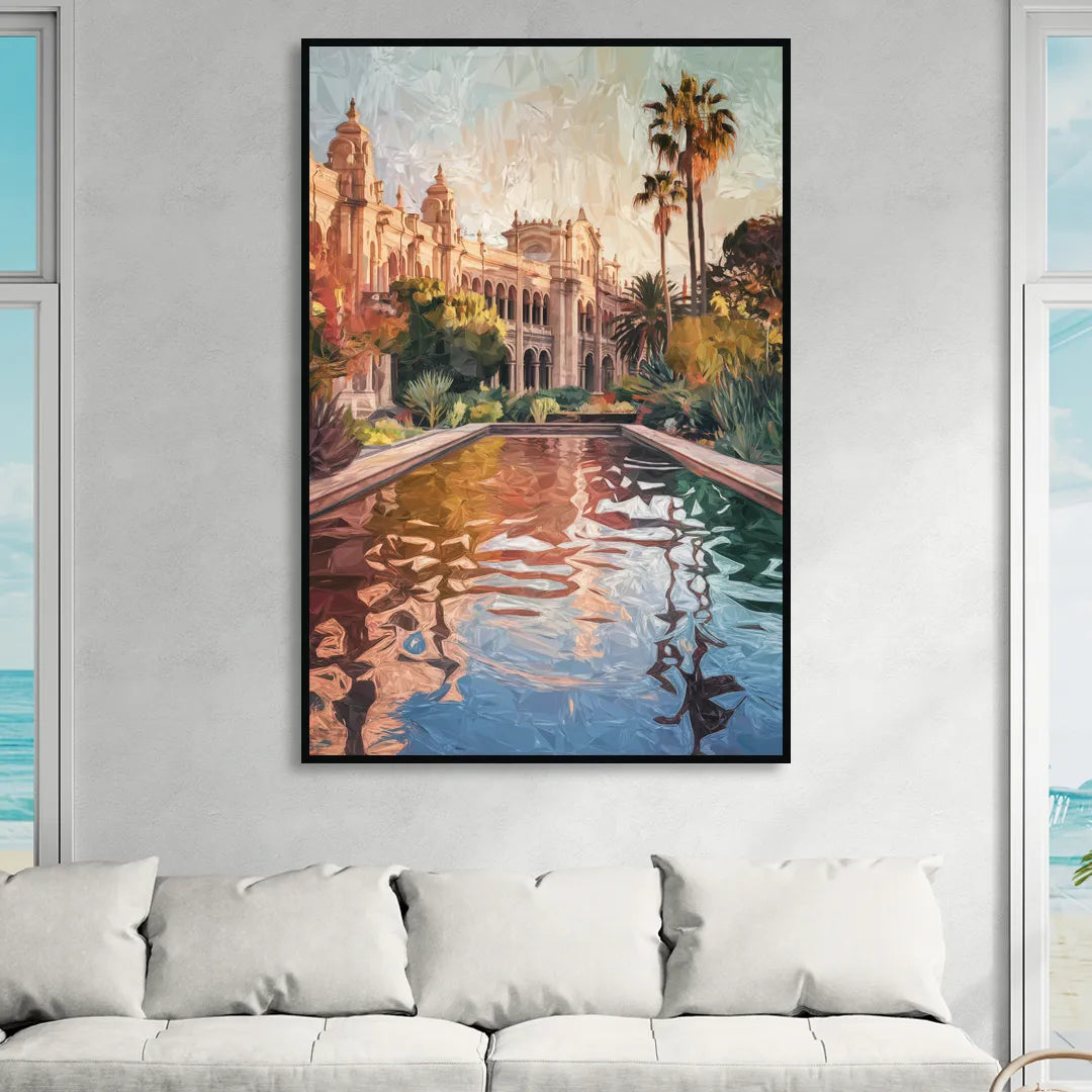 San Diego Balboa Park Scenes Sitting Room - Black Canvas Wall Art