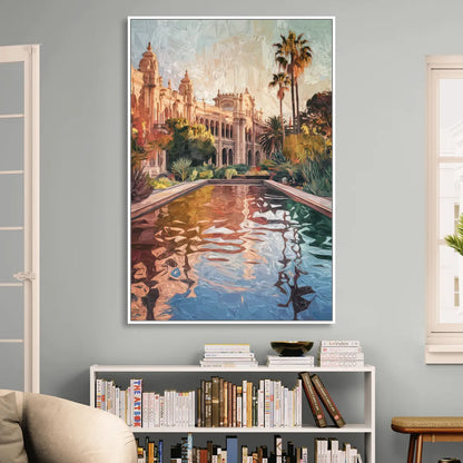 San Diego Balboa Park Scenes Living Room - White Canvas Wall Art