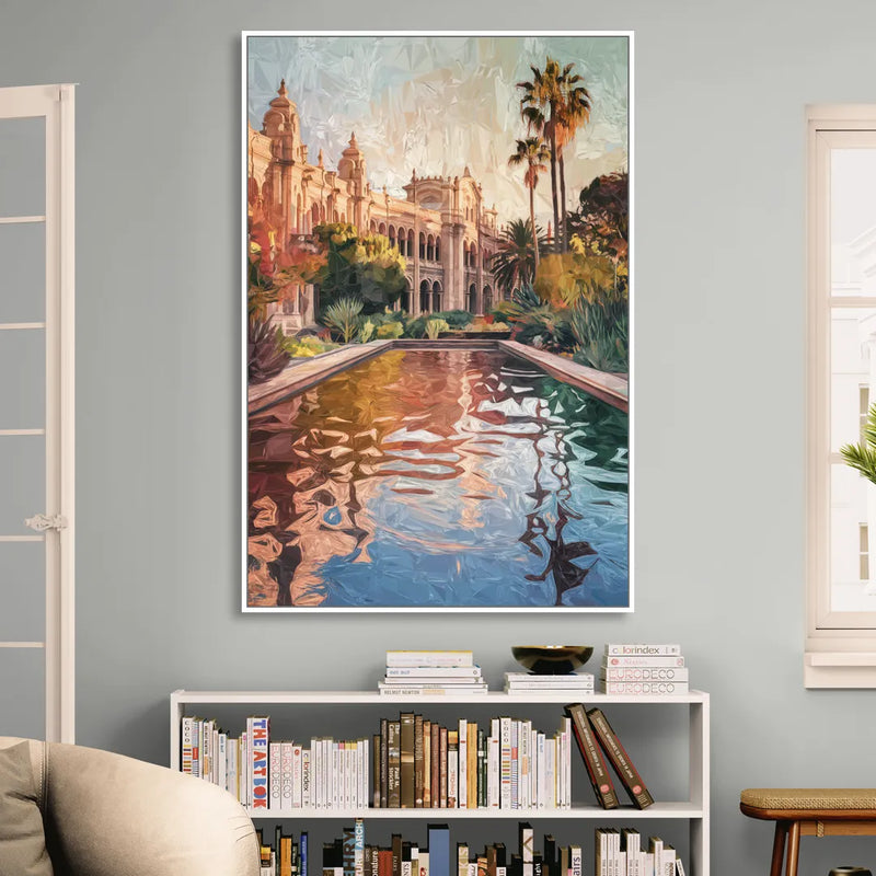 San Diego Balboa Park Scenes Living Room - White Canvas Wall Art