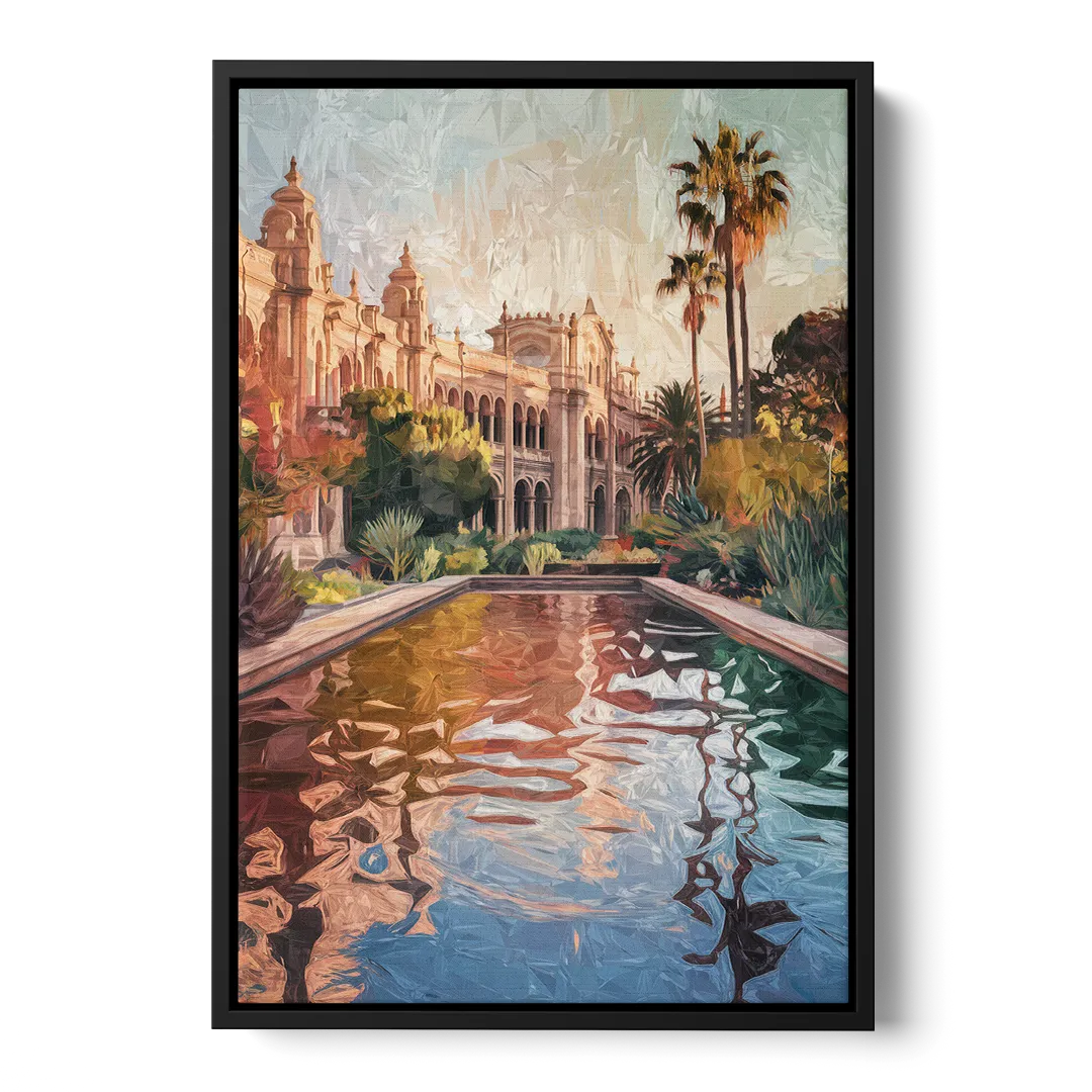 San Diego Balboa Park Scenes Front - Black Canvas Wall Art