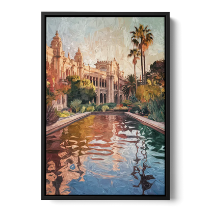 San Diego Balboa Park Scenes Front - Black Canvas Wall Art